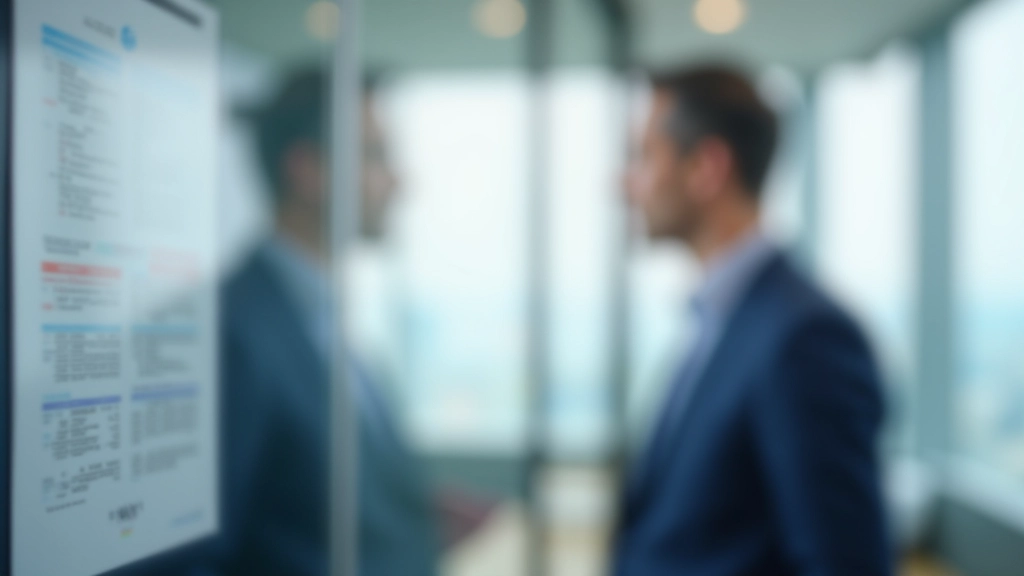 Businessman in office checking deadline calendar on wall, professional workspace