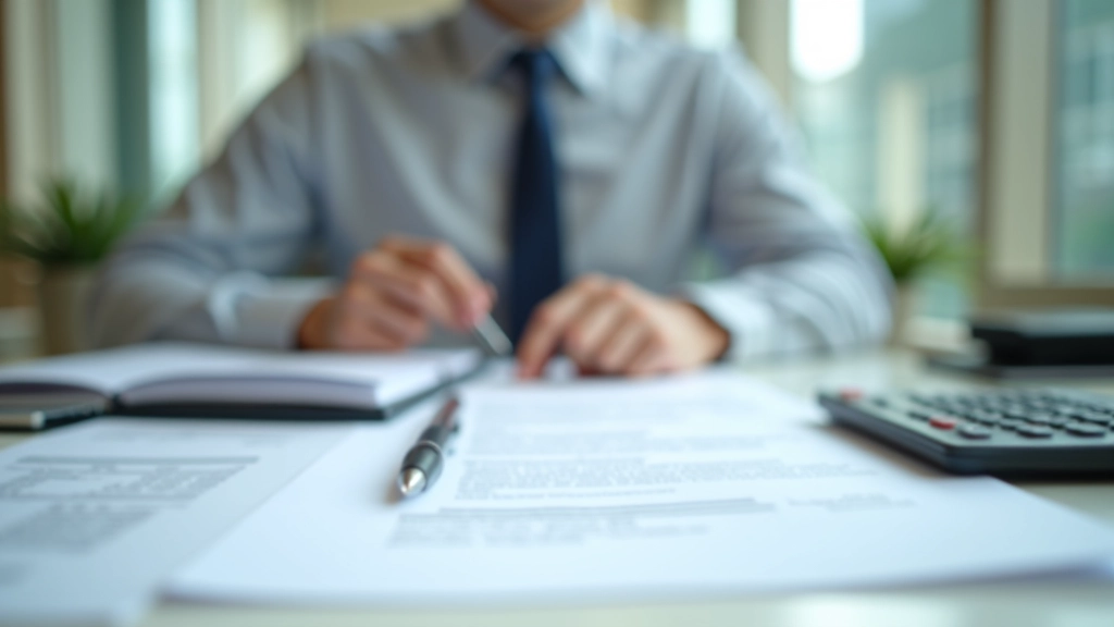 Professional workspace with tax documents and financial planning materials organized neatly on desk