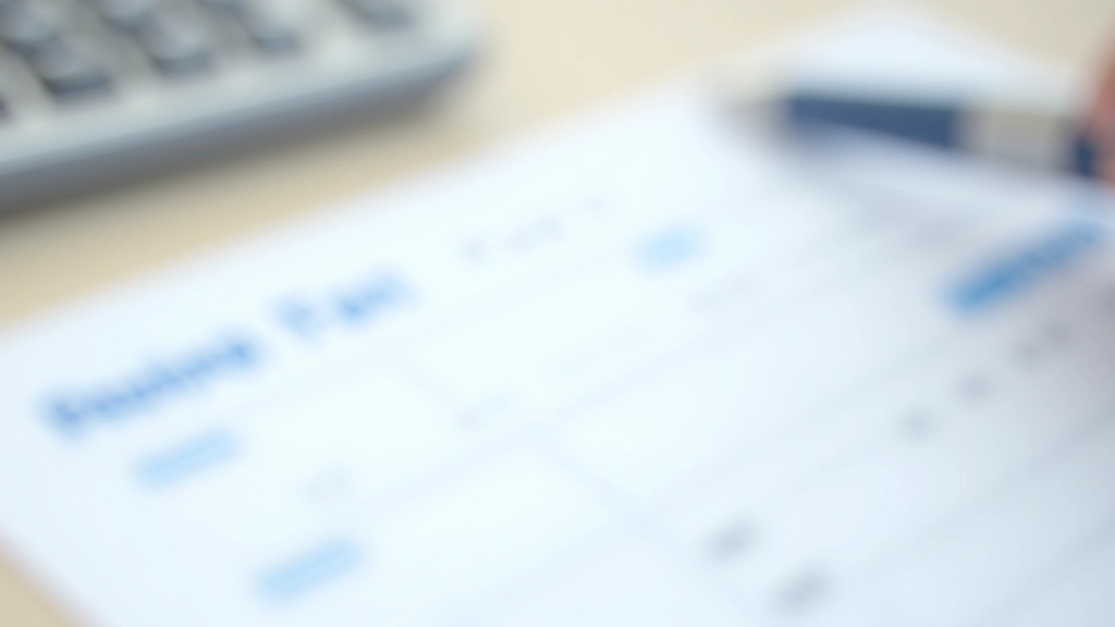 Close-up of tax form with calculations and allowances highlighted in blue pen on clean white paper